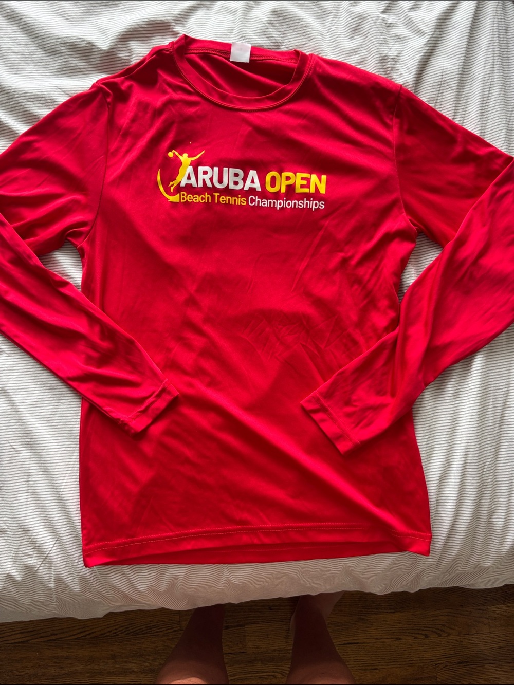 Sport-Tek Red Aruba Open: Beach Tennis Championship Long Sleeve performance Tee